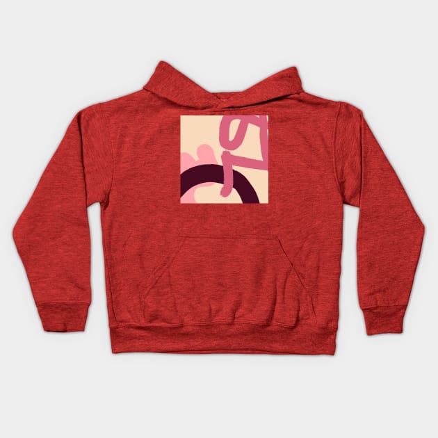 Minimalist Pink Doodle Abstract Art Kids Hoodie by nelloryn